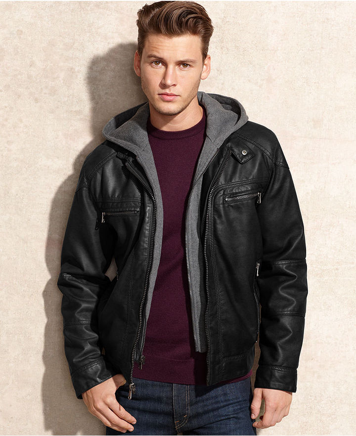 leather hooded jackets